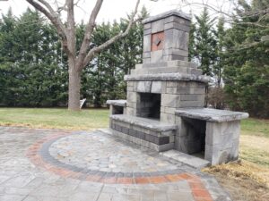 Custom Design & Build Outdoor Fireplace Hanover, PA Hardscapers DREAMscape Outdoors