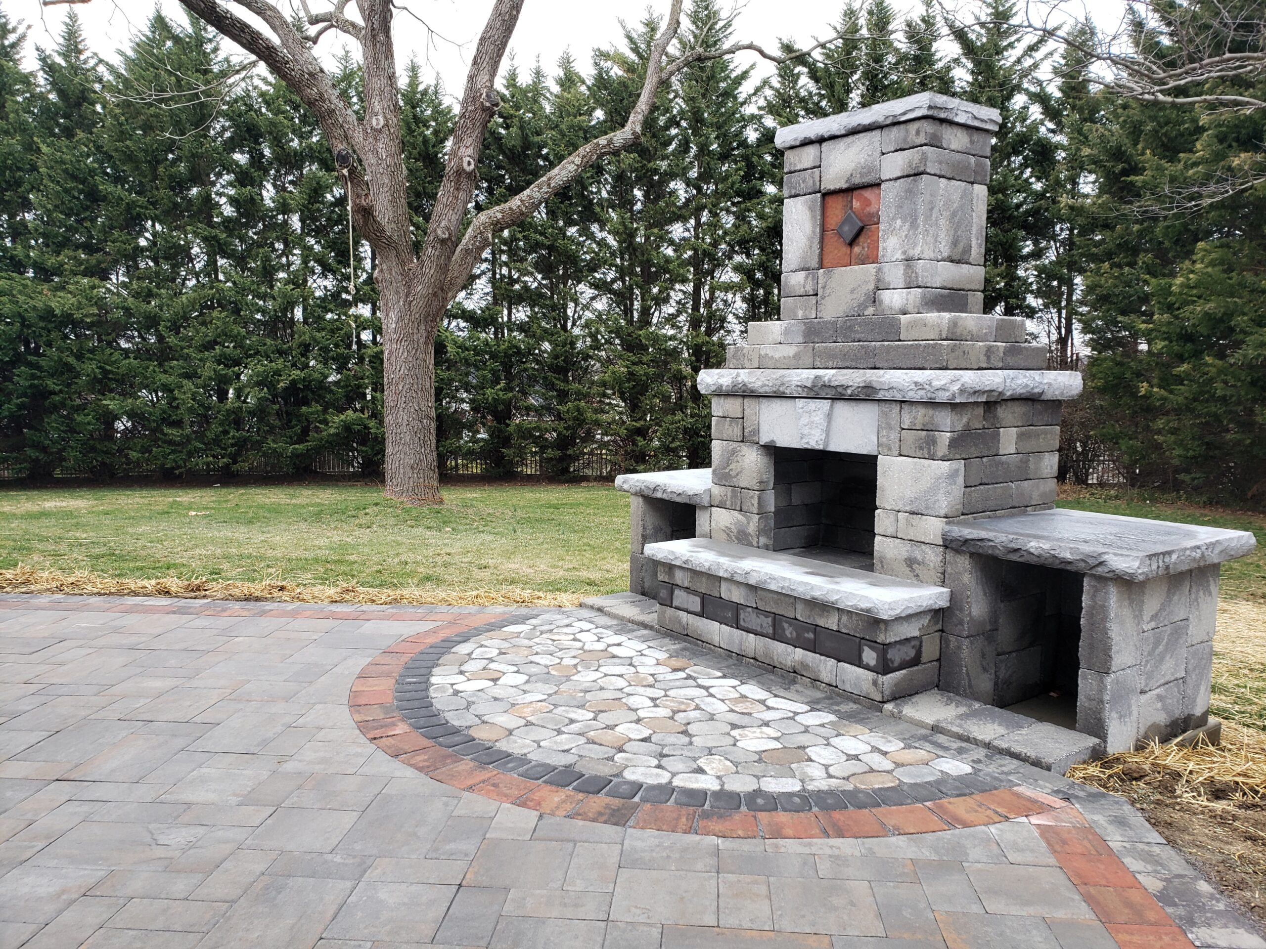 Custom Design & Build Outdoor Fireplace Hanover, PA Hardscapers DREAMscape Outdoors LLC